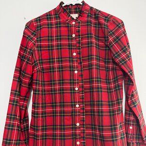 J.Crew Plaid Ruffled Collar Shirt XS